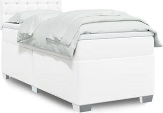 vidaXL Vidaxl - Cama Box Spring Con Colch&oacute;n Cuero Sint&eacute;tico Blanco 90x190 Cm