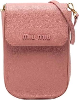 Miu Miu Pre-owned Cross Body Bags, female, Pink, Size: ONE SIZE Pre-owned Leather Shoulder Bag