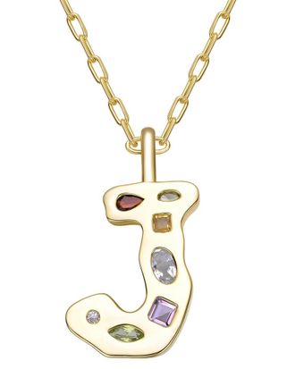 Genevive 14K Plated Cz Alphabetical Necklace