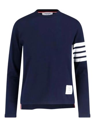Thom Browne T-shirt met lange mouwen en vier strepen - Blauw