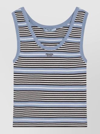 Prada knit top scoop neck striped ribbed