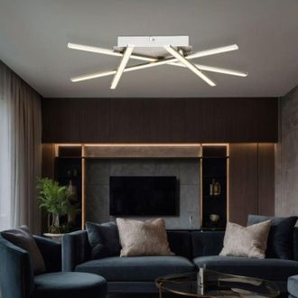 Globo Lighting Faretto da soffitto a led, lampada da soffitto design 4 barre, lamina glitterata, nichel, illuminazione per soggiorno