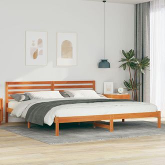 Berkfield Home with Headboard Wax brown 180 x 220 cm Solid pine wood