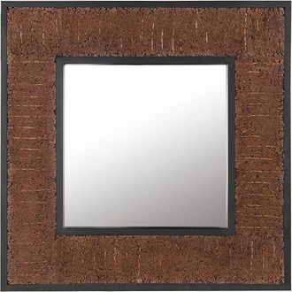 Beliani Wall Mirror BOISE 60 cm 60 cm Teak Wood Dark Brown