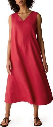 Eileen Fisher Sleeveless Organic Linen Midi Shift Dress in Grenadine at Nordstrom, Size X-Large