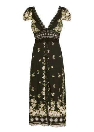 Alice & Olivia Rose Floral-print Crepe Midi Dress - Black - 10 (UK14 / L)