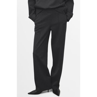 Mango Flecked Knit Pants in Medium Heather Grey at Nordstrom, Size X-Small