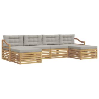 vidaXL Conjunto De Sof&aacute;s De Exterior 6 Pcs Blanco Y Gris Claro Vidaxl