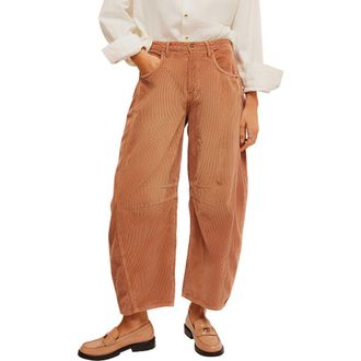 Free People Good Luck Barrel Leg Corduroy Pants in Emperador at Nordstrom Rack, Size 25