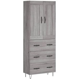 vidaXL Highboard Grey Sonoma 69.5x34x180 cm Engineered Wood vidaXL