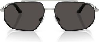 Dolce & Gabbana 59mm Pilot Sunglasses in Silver/Matte Black /Grey at Nordstrom