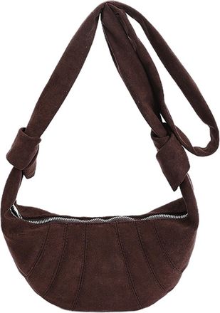 Generic Suede Bags for Women suede crescent crossbody bags for women Zippered Shoulder with Wide Strap Purse Handbags Hobo Underarm Shoulder Trendy 2025 (Coff