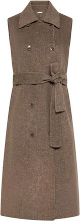 Seventy Lange gilet van wolmix- dubbelzijdig - Dames - Bodywarmers - Bruin - XS - Wol - Jassen