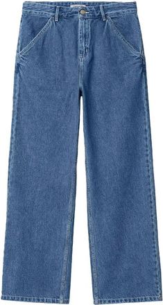Carhartt Work in Progress Jeans, Dames, Blauw, W27, Denim, Blauwe Steen Loszittende Denim Broek