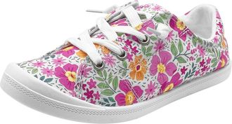 Generic Women Fashion Floral Casual Flat Shoes with Soft Soles for Everyday Wear Comfort and Style (Red, 6.5)