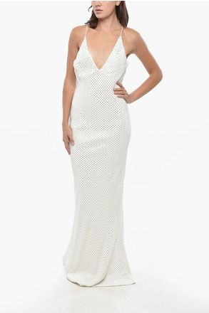 Alessandra Rich Slip Dress CADY con Cristalli All-Over taglia 42