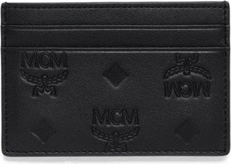 MCM Aren Card Case in Embossed Monogram Leather in Black at Nordstrom