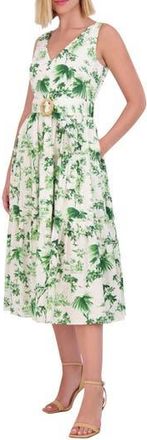 Vince Camuto Sleeveless Floral Cotton Midi Sundress in Green at Nordstrom Rack, Size 4