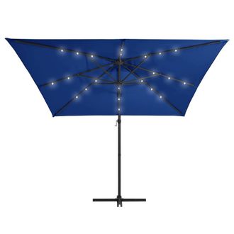 Berkfield Home Elegant Cantilever Umbrella with LED lights & Steel Pole 250x25 in Blue