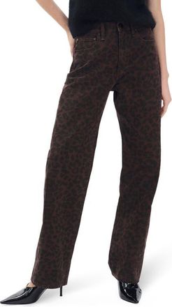 Rag & Bone Shea High Waist Relaxed Straight Leg Jeans in Leopard at Nordstrom, Size 25