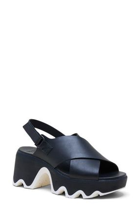 Sorel Kinetic Aura Slingback Platform Sandal in Black/Sea Salt at Nordstrom, Size 5.5