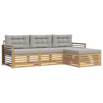 vidaXL Conjunto De Sof&aacute;s De Exterior 4 Pcs Blanco Y Gris Claro Vidaxl