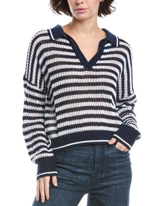 525 america Kimberly Stripe Tipping Polo Pullover