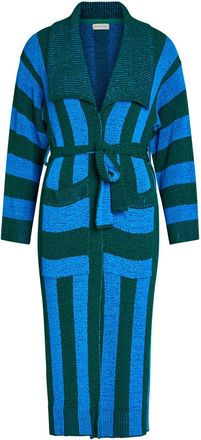 Dries Van Noten Tomo Belted Striped Woven Cardigan - Dark Green - S (UK8-10 / S)