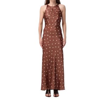 MC2 Saint Barth Coriandol Pois Maxikleid - Dames - Maxi kleedjes - Bruin - L - Kleedjes
