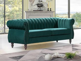 Vente-Unique Divano Chesterfield 3 posti in Velluto Verde smeraldo - TRUMBO