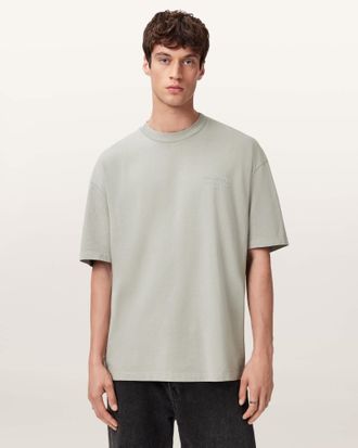 AllSaints Cotton Xander Flocked Logo Oversized T-Shirt, Size: XS