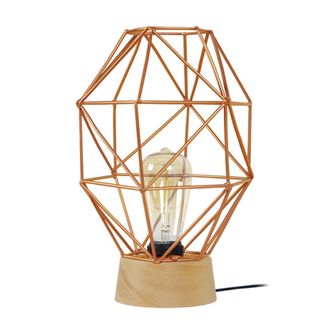 Tosel L&aacute;mpara de mesamadera Alt.32cm natural Pantalla: cobre