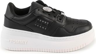 Tommy Hilfiger Womens Platform Leather Sneakers - Black - Size EU 37