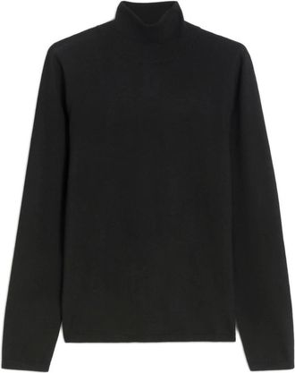 Max Mara Zwarte Kasjmiertrui Geribbelde Rolhals - Dames - Cashmere truien - Zwart - L - Kasjmier - Truien & Vesten