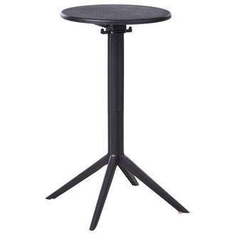 Beliani Bistro Table Black Syntetic Material 60 x 60 cm Round Flip Top Tabletop Outdoor Resistance Balcony Table LEGRENA