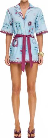 Kivari Sintra Short Sleeve Playsuit In Blue