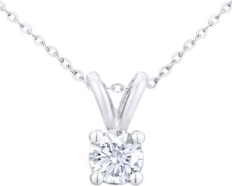 Jewelco London 9ct White Gold 1/3ct Diamond Solitaire Pendant Necklace 18 inch - PP0AXL2031W