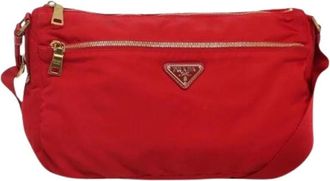 Prada Pre-owned Cross Body Bags, female, Red, Size: ONE SIZE Pre-owned Vintage Nylon Crossbody Bag