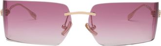 DEZI x Monet Moneybag$ 58mm Rimless Square Sunglasses in Gold /Plum Faded at Nordstrom