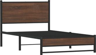 vidaXL Metal Bed Frame without Mattress Brown Oak 100x200 cm Vidaxl
