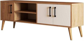 Hanah Home Modern Tv Stand With Wooden Legs