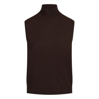 Ballantyne Maglione Girocollo Senza Maniche in Cashmere - - Knitwear - Donna - Marrone - XL