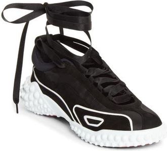 Christian Louboutin Mara Ankle Tie Sneaker in Black at Nordstrom, Size 10.5Us