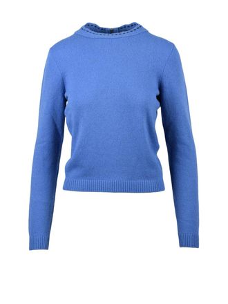 Ferragamo Crew Neck Sweater With Ribbed Cuffs And Subtle Neckline Detail