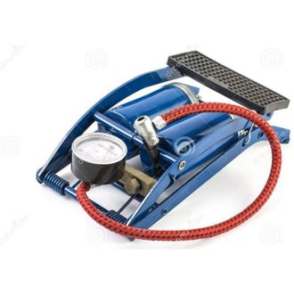 Trade Shop Trade Shop - Pompa Gonfiatore A Pedale Doppio Cilindro Per Pneumatici Professionale 2 Tubi