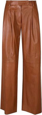 Eleventy Leather Trousers, female, Brown, XS, Nappa Leather Trousers with Darts