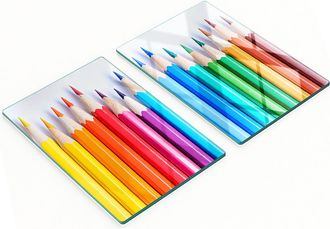OEM Tablas De Servir De Cristal Para Cocina Con Dibujos A L&aacute;pices De Colores, 2x40x52 Cm