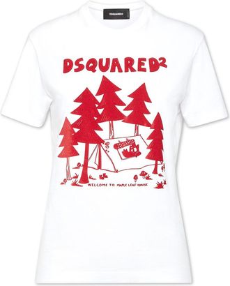 Dsquared2 White D2 logo-print t-shirt