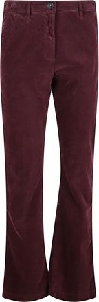 Massimo Alba Liza 2 Katoenfluwelen Broek - Dames - Wijde Broeken - Rood - S - Katoen - Broeken