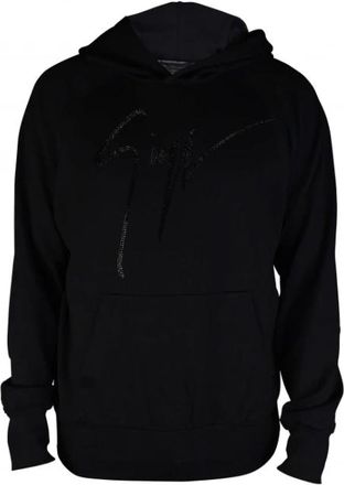 Giuseppe Zanotti Signature Rhinestone Hoodie - Heren - Hoodies - Zwart - M - Hoodies & sweatvesten